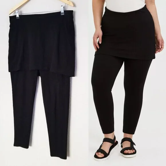Torrid Black Skirted Leggings Layered Plus Size 2X Stretchy Comfy High Waist - Picture 4 of 14